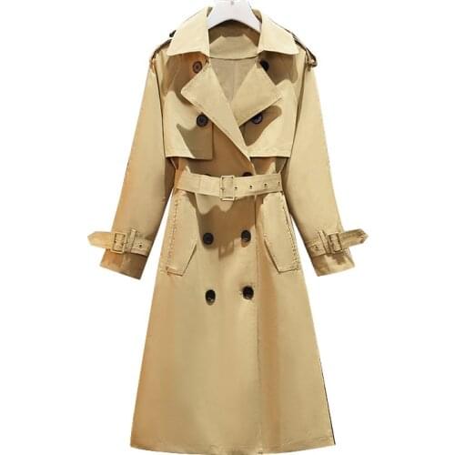 Plus Size Coat Women 2021 Autumn Winter New Fashion Loose Double-Breasted Trench Coat Ladies Medium Long Coats Woman Outerwear