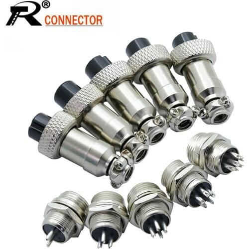 10pcs/lot GX12 Aviation Plug Socket Male / Female 2 3 4 5 6 Pin 12mm Circular Aviation Socket Jack Wire Connector