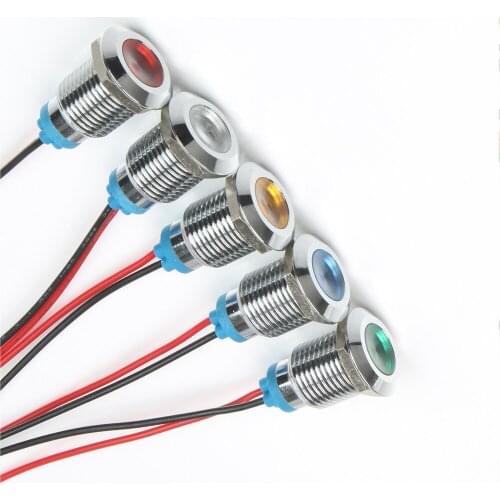 10pcs LED Metal Indicator light Single/double color Customized 12mm waterproof Signal lamp dot with wire red yellow blue green