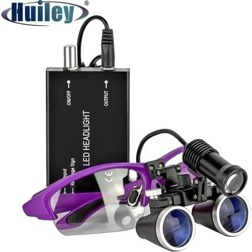 2.5X/3.5X 420 mm Dental Loupe Magnifier Binocular Magnifier Surgery Surgical Operation Loupe with Spotlight Head Light
