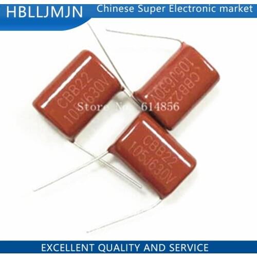 20pcs CBB 105J 630V 1uF Metallized Film Capacitor