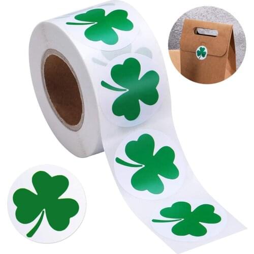 500pcs Clover Stickers Tags St Patricks Day Shamrock Stickers For Home Decoration Daily Necessities Green Lucky Seal Labels