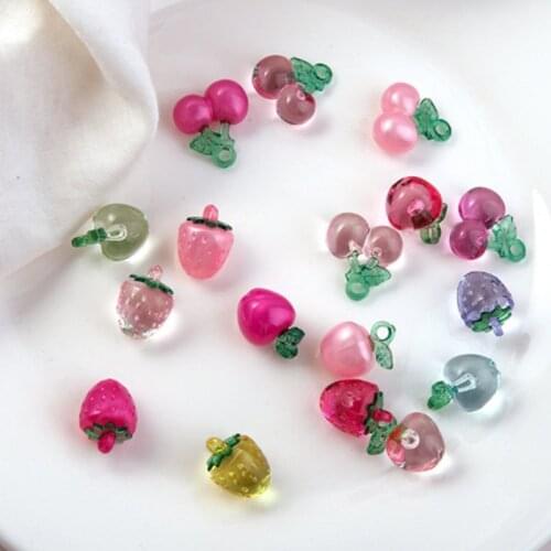 6pcs Resin Sweet Fruit Cherry Strawberry Apple Eardrop Female Fashion Girl Students Earrings For Women Diy Jewelry Accessories