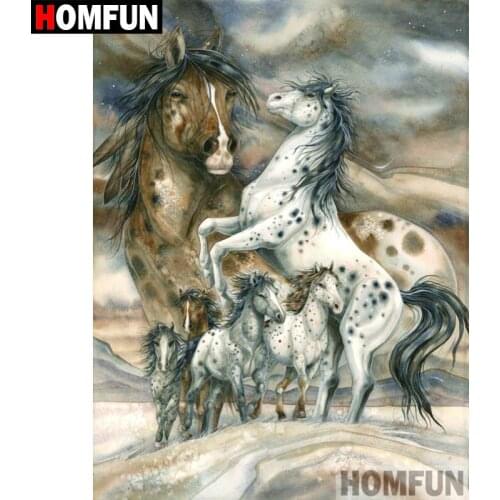 HOMFUN Full Square/Round Drill 5D DIY Diamond Painting "Animal horse " Embroidery Cross Stitch 5D Home Decor Gift A08824