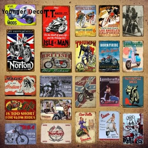 American British Motorcycle Metal Signs Vintage Metal Plate For Pub Bar Cafe Home Wall Decor Norton Poster Retro Plaque YI-104