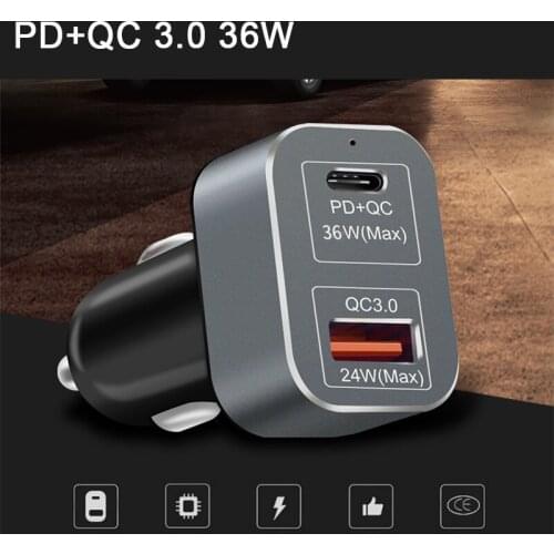 Quick PD 36W Car Charger Type C 3.0 QC USB Charger for iPhone iPad Macbook Xiaomi Mobile Phone Laptop Fast PD 3.0 Phone Charger