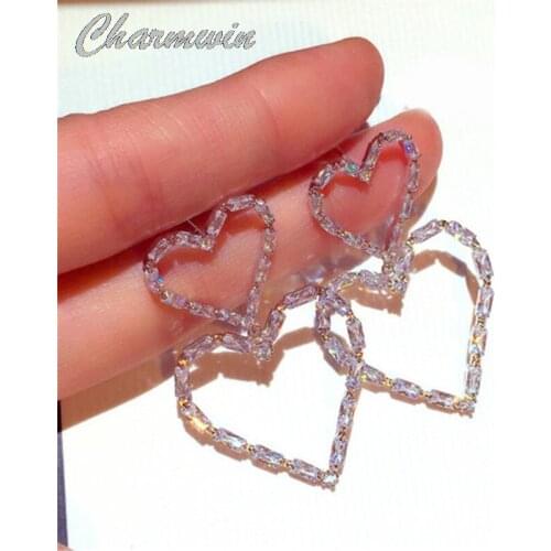 Charmwin New Fashion Korean Dangle Earrings For Women Exaggerated Trend Heart Earrings Long Earrings Women Jewelry