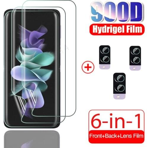6in1 full cover hydrogel film case for samsung galaxy z flip3 flip 3 5g 6.7" 2021 front screen protector camera film not glass