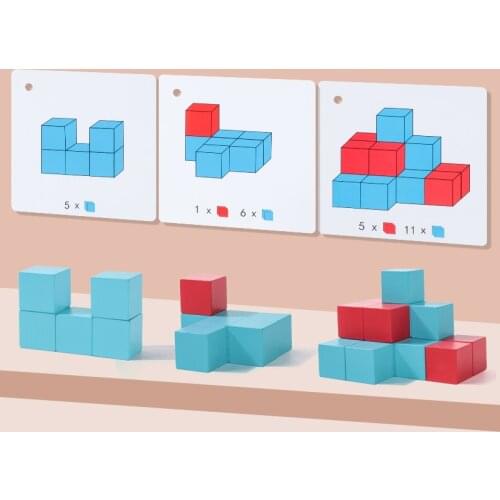 JaheerToy Wooden Blocks Toys Geometric Space Cube Thinking Training Montessori Teaching Aids Toy for Children 4-5-6-7 Years Old