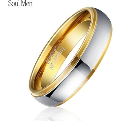 Mens Classic Wedding Band 6mm Gold Color Tungsten Ring Hot Sale Alliance Brazil Russian US Size 7-13 TU045R