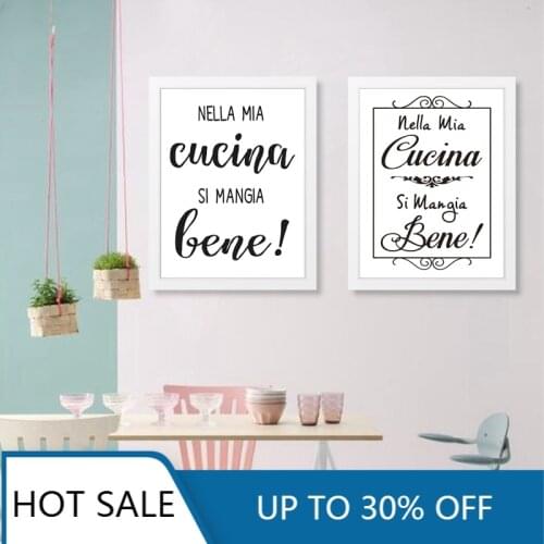 Italian Kitchen Wall Art Canvas Painting Posters Prints Quotes Modern Minimalism Black and White Aesthetic Home Decoration