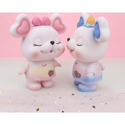 Piggy Bank Car Interior Decor Korean Cartoon Mouse House Decoration Vinyl Anti-Fall Cute Creative Childrens Gift Room Ornaments