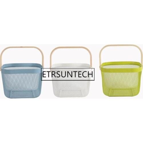 12pcs Nordic Style Storage Basket Metal Mesh Grid With Handle Fruits Storage Organizer Holder Portable Sundries Basket