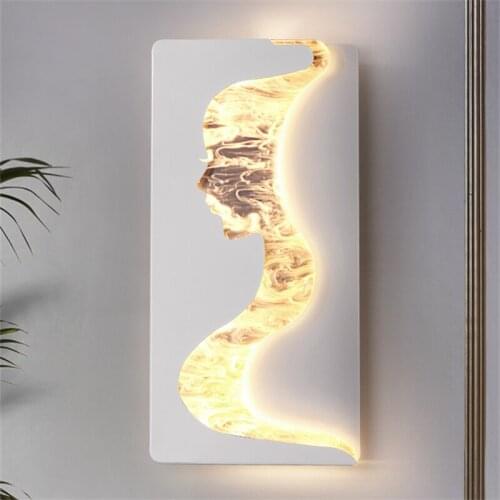 Nordic Creative LED Wall Lamp For Restaurant Living Room Bedroom Luxury Abstract Girl Indoor Corridor Unique Art Decor Luminaire