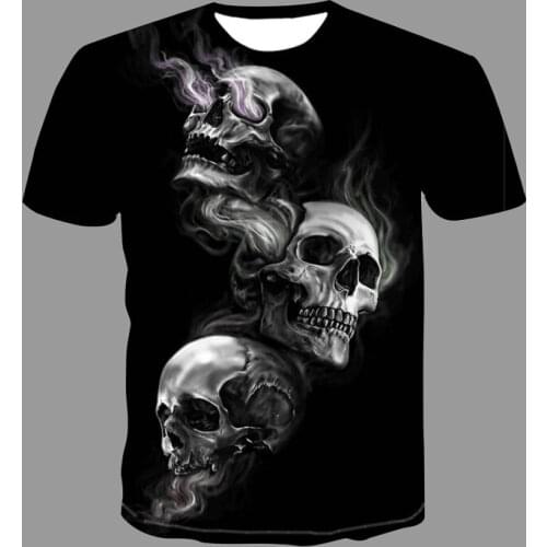 2021 Summer Mens T-shirt Gothic Style Horror Skull Short Sleeve 3d Printing Tee Tops Halloween Hip Hop Unisex Street Costume