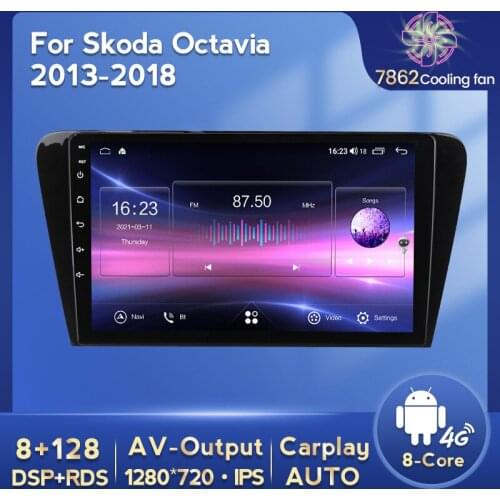 Android10 4GLTE 6+128G 1280*720QLED GPS Car Radio player For Skoda Octavia 3 A7 2013 - 2018 Head Unit Multimedia BT SWC WIFI DSP