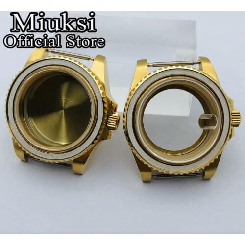 Miuksi 40mm gold case sapphire glass case for NH35 NH36 ETA 2836 Mingzhu DG2813 3804 Miyota821A 8205 8215 Seagull 1612 movement