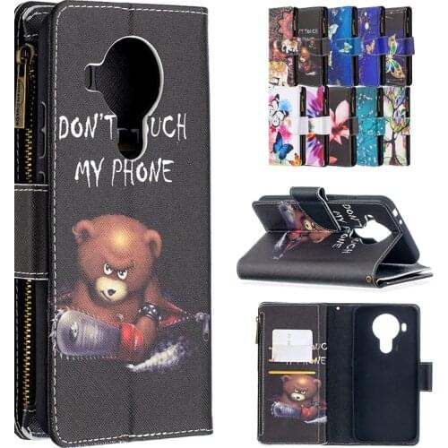 Fashion Cute Leather Phone Case For Nokia G20 5.4 5.3 3.4 2.4 1.4 1.3 C1 Plus Invisible Bracket With Lanyard Card Slot Cases