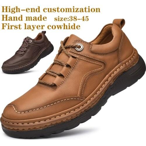 Mens high-end leather outdoor casual Martin shoes, fashionable wear-resistant tooling shoes, mens casual leather shoes