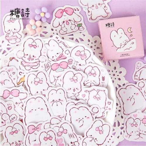 45 pcs/box Cute rabbit daily Kawaii Decoration Stickers Planner Scrapbooking Stationery Korean Diary Stickers