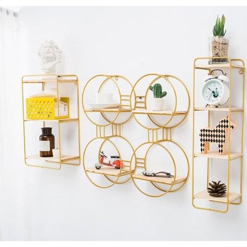 Modern minimalist wall shelf free punching double-layer three-layer wrought iron shelf decoration wall hanging ornaments placeme