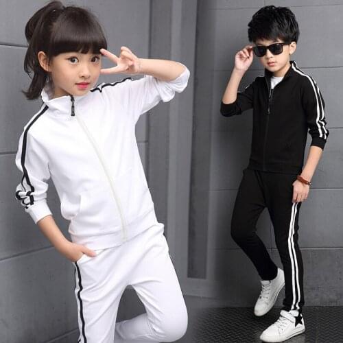 New Arrival Boys Clothing Sets Spring 2018 High Quality Childrens Pure Color Sports Suit Teenage Girl School Uniforms 6-15Years