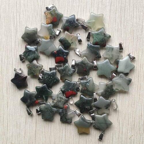 Wholesale 24pcs/lot new fashion natural Bloodstone five star charms pendants for diy jewelry making free shipping