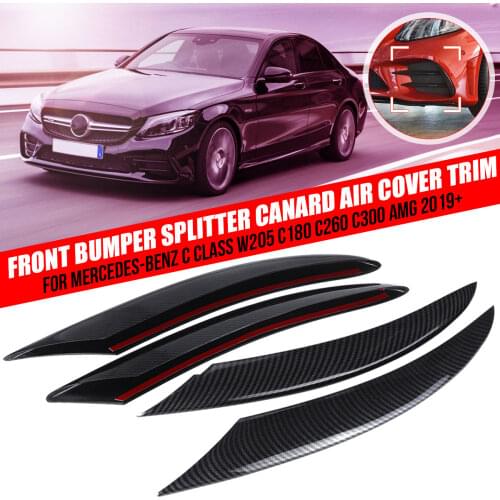 Pair For Mercedes-Benz C Class W205 C180 C260 C300 For AMG 2019+ Front Bumper Fog Light Lamp Splitter Canard Air Cover Trim