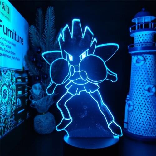 Pokemon 3D Lamp Anime Figure Go Hitmonchan Home Decoration Lamp Lampara Led Takara Tomy Lights Pikachu Lights Cute Monster Lampe