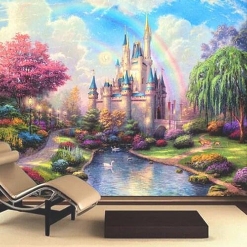 Custom Photo Wallpaper 3D European Style Fantasy Castle Murals Living Room Childrens Bedroom Backdrop Wall Cloth 3D Home Decor