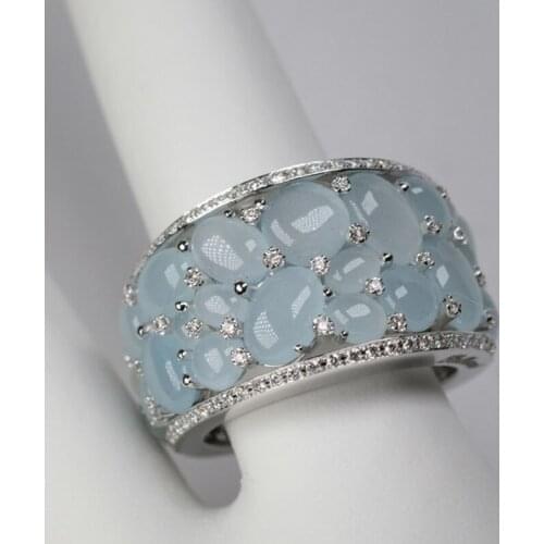 Luxury Blue Pomegranate Stone Wedding Rings for Women Men Vintage Silver Color Princess Cut CZ Engagement Ring Boho Jewelry