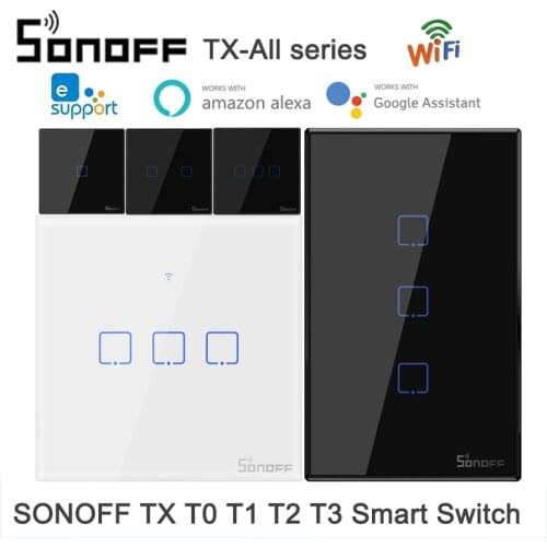 SONOFF T1/T2/T3/T0 WiFi Smart Switch eWelink Smart Home interruptor TX EU/UK/US Wall Light Touch Switch For Alexa Google Home