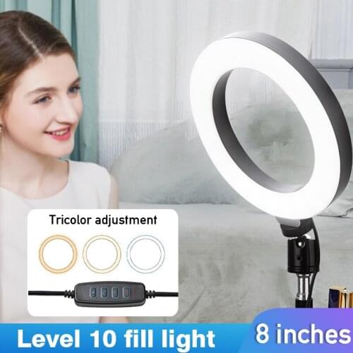 8 Inch LED Selfie Ring Light with Tripod Stand Studio Photography Photo Ring Fill Light Tripod for Smartphone Makeup Fill light