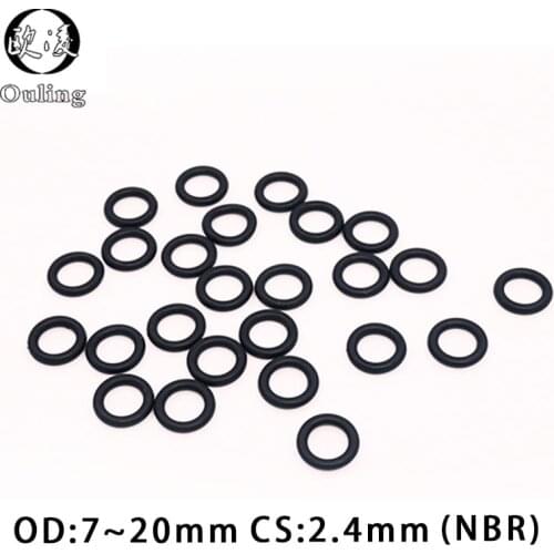 50PCS/lot Rubber Ring NBR Sealing O-Ring 2.4mm Thickness OD7/8/9/10/11/12/13/14/15/16/17/18/19/20mm O Ring Seal Gasket Washer