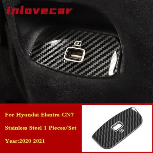 For Hyundai Elantra CN7 Interior Armrest Rear USB Socket Cover Frame Trim Mouldings Stainless steel Car-styling Accessories
