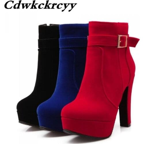 Promotion winter New pattern fashion woman High-heeled Short boots Minimalism temperament Martin women boots plus size 34-43