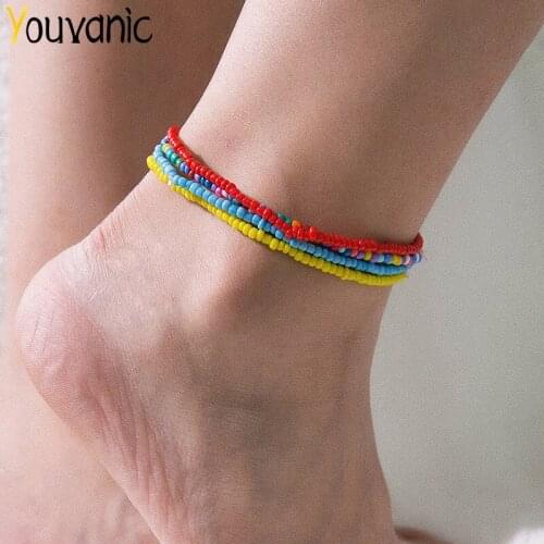 Youvanic Boho Colorful Tiny Beads Anklets Bracelet For Women Handmade Charms Leg Bracelet Summer Beach Fashion Foot Jewelry 0573