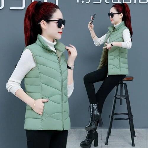 Female Vest Women Outer Wear 2021 Women New All-match Middle Waistcoat Ladies Cotton Jacket Large Size Autumn Cotton Waistcoat C