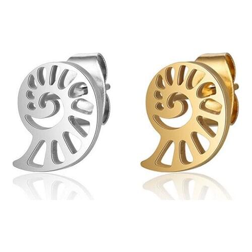 1 pair/shell stainless steel earrings, interesting shellfish earrings conch; sea snail stud;good luck to you