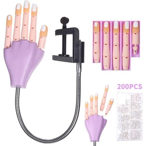1Pcs Purple Practice Hand Flexible Plastic Flectional Mannequin Model Fake Finger Professional Practice Tool Nail Tips