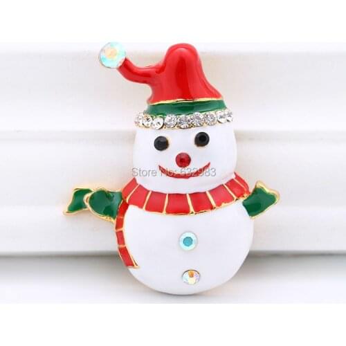 1Pcs Cute Snowmen Brooche Pins Enamel Fashion Crystal Brooches for Women / Children Jewelry accessories Christmas Gifts
