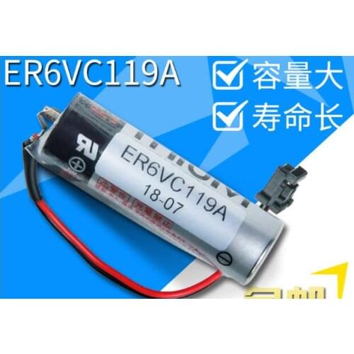 10PCS Free Shipping Original New ER6V ER6VC119A 3.6V 2000mAh PLC Battery With Black Plug