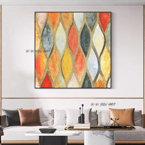 100% Handmade Bright Color Style Picture Abstract Oil Painting Minimalist Modern Wall Art Decorative For Living Room No Frame