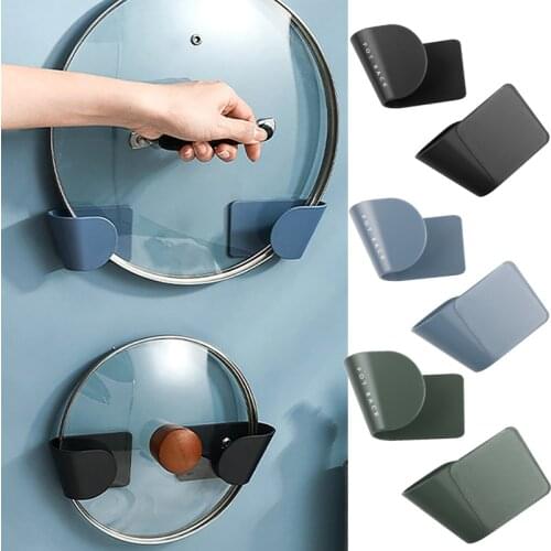 2pcs/Set Pot Lid Holder Wall-Mounted Hanging Holder for Pan Pot Cover Rack Organizer Plastic Storage Rack Kitchen Supplies