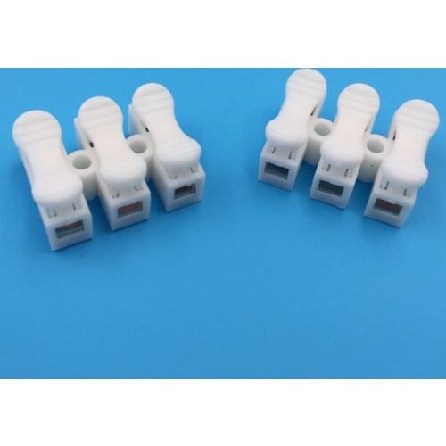 20pcs CH Terminals Electrical 3 Pins Cable Connectors For Led Strip CH3 Quick Splice Lock Wire