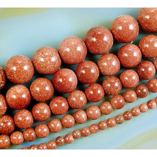8SE11348 Natural Gold Sand Gems Round Beads 15" 4mm 6mm 8mm 10mm 12mm