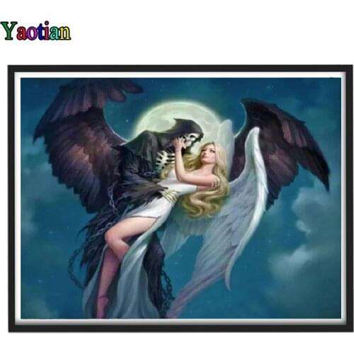 5D Diamond Painting Angel and Demon Cross Stitch Full Square/Round Diamond Embroidery Rhinestone Pictures Home Decoration