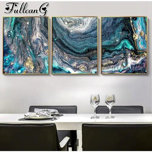 FULLCANG 5d diy diamond embroidery abstract landscape diamond painting sale triptych full square round drill home decor FC2339