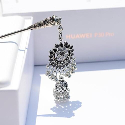 Boho Hairpins For Hair Accessories Beads Bells Headdress Hair Tiara Vintage Handmade Hairpin Indian Jewelry Gift For Women Girls