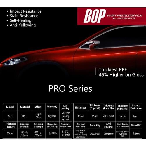 BOP PRO paint protection film 10mil thickness tpu based strong anti fouling ppf brand